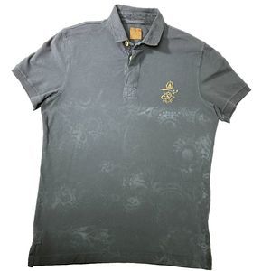 Mens Polo Shirt SZ 48 (M) The Raj of England Navy Burn-out Wash Made in Italy